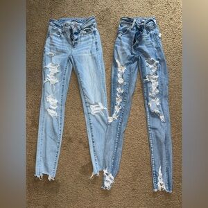 American Eagle Outfitters Ripped Blue Skinny Jeans
